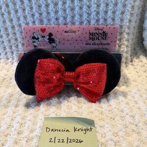 Disney Minnie Mouse Spa Headband | Sequin Red Bow